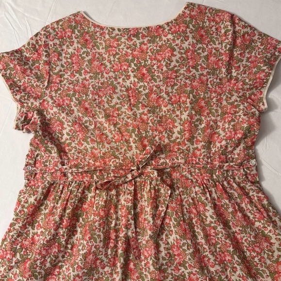 April Cornell Brooke Hostess Dress Pink Floral Short Sleeve Midi Maxi Dress - Picture 5 of 6